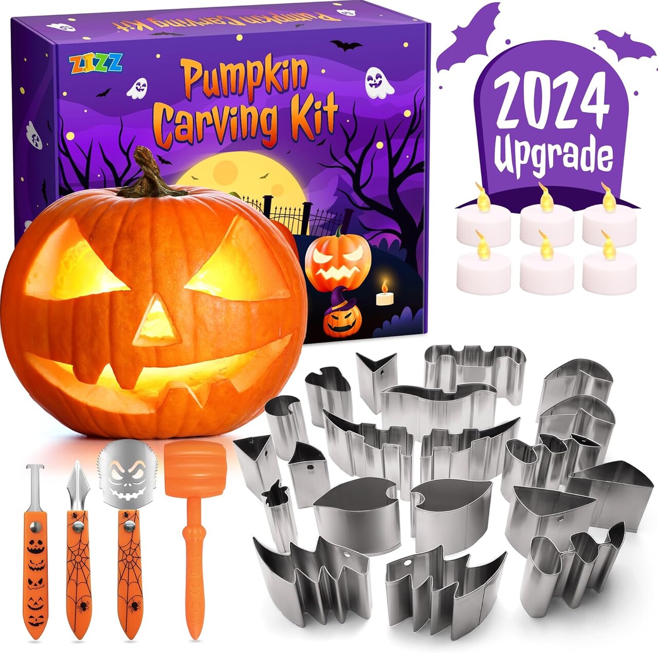 28pcs Stainless Steel Pumpkin Carving Tools Sets for Halloween DIY Lanterns Craft Party Decoration Gifts for Teen Kids Adults & Beginner